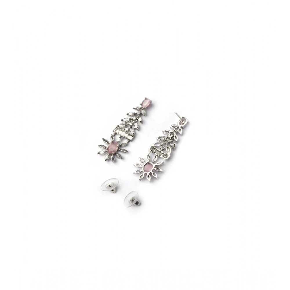 Generic Women's Brass Silver Plated Necklace set (Pink) - Image 4