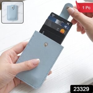 Pu Leather Snap Button Pull Out Card Holder Wallet Slim Multi Card (1 Pc)