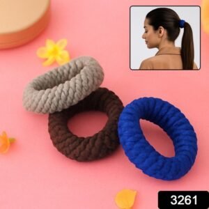 Tyre Shape Hair Rubber Bands Pack Of 3 (Multicolour)