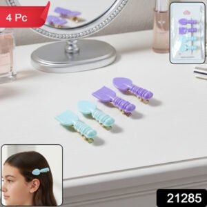 Cute Spoon Spatula Shape Decorative Hair Clip Set (4 Pc)