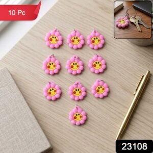 Cute Smiley Flower Shape Bag Charm Keychain Set (10 Pc)