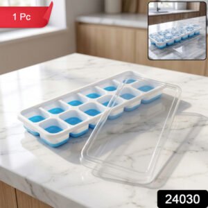 Multipurpose Plastic Ice Cube Tray With Lid (1 Pc 14 Gride Blue)