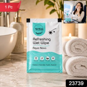 Aqua Nova Refreshing Wet Wipe Fresh Cleansing For Face Hands Body (1 Pc)