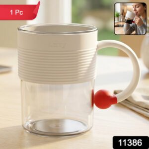 Transparent Plastic Tea And Coffee Mug With Ring Handle For Home Office (1 Pc)
