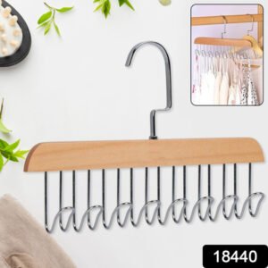 Space Saving 8 Hooks Wooden Hangers (Hanging Hook Included 1 Pc)