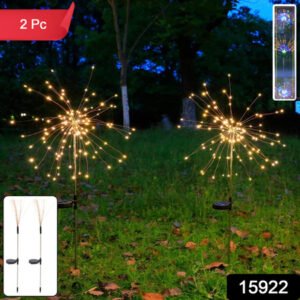 Solar Powered Warm White Starburst Firework Garden Light Set (2 Pc 120 Led)