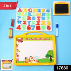 2-in-1 Kids Writing Board Set Double-sided Whiteboard Blackboard