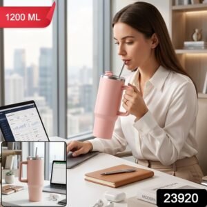 Konvex Hydra Insulated Travel Tumbler 1200 Ml With Handle Straw Pink (1 Pc)
