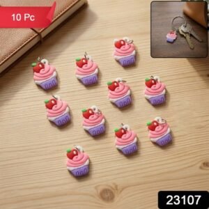 Cute Cupcake Shape Bag Charm Keychain Set (10 Pc)