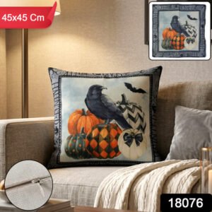 45x45 Cm Decorative Printed Cushion Pillow Cover With Zipper (1 Pc)