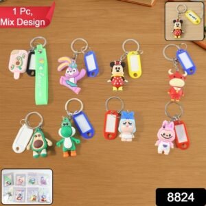 Cartoon Character Keychain With Name Tag (Mix Design 1 Pc)