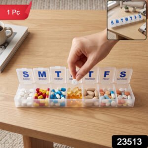 7 Day Weekly Plastic Pill Box Organizer With Daily Compartments (1 Pc)