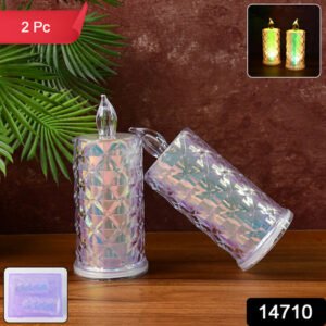 Decorative Led Candle Lights With Holographic Finish (2 Pc Set)