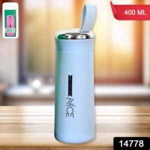 Water Bottle 400ml Leak Proof Glass Water Bottle With Daily Water Intake For Gym And Children Nice Bottle (1 Pc Light Blue Color)