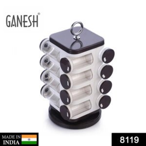 8119 Ganesh Multipurpose Revolving Spice Rack With 16 Pcs Dispenser Each 100 Ml Plastic Spice Abs Material 1 Piece Spice Set 1 Piece Spice Set (Plastic)