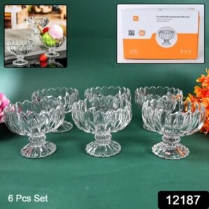 Glass Ice Cream Bowls Glass Dessert Cups For Sundae (6 Pcs)