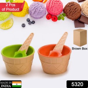 5320 Ice-cream Waffle Spoon Bowel Cup Set Premium Ice Cream Set Ice-cream Bowel With Spoon 2pc Couple Bowl Set