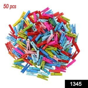 1345 Multipurpose Wooden Clips Cloth Pegs (Small 50 Pcs)