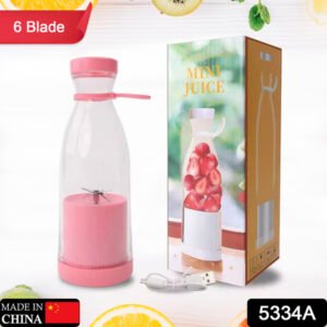5334a Blender Portable Juicer For Smoothie Juice Vegetable Shakes With 6 Blades Wireless Charging Mini Personal Size Mixer Bottle Grinder 420 Ml Multicolor