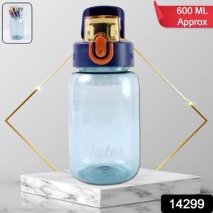 Blue Plastic Leak-proof Flip Cap Safty Lock Water Bottle (600ml Approx 1 Pc)