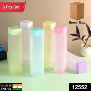 12552 Large Capacity Plastic Water Bottle Set Of 6 Office Bottle Gym Bottle Home Kitchen Leakproof And Bpa Free Drinks Bottle Square Water Drink Juice Bottle Wide-mouth Bpa Free Leak-free Lightweight (6 Pcs Set)
