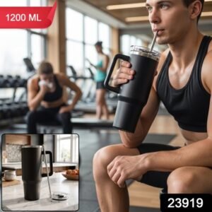 Konvex Hydra Insulated Travel Tumbler 1200 Ml With Handle Straw Black (1 Pc)