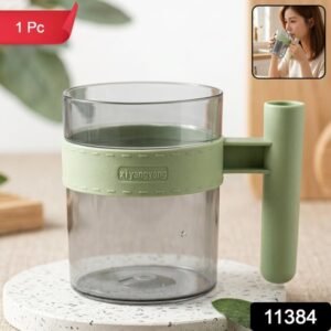 Transparent Plastic Cup With Handle Reusable Water Tea And Coffee Mug (1 Pc)