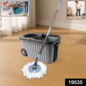 Apex Magic Spin Mop Cleaning Set With Dual Chamber Bucket Wheels