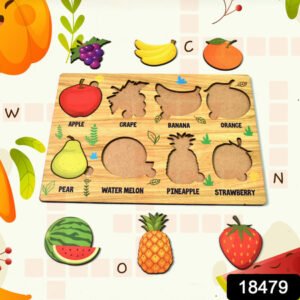 Wooden Fruits Puzzle Learning Educational Board (1 Set 2820 Cm)
