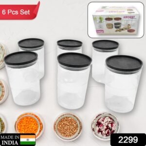 2299 Air Tight Kitchen Storage Container For Rice Dal Atta Bpa-free Flour Cereals Snacks Stackable Modular Round. (Approx - 1100ml Set Of 6pcs)