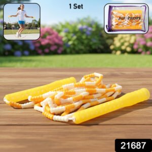 Yellow White Beaded Skipping Jump Rope (1 Set)