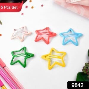 Metal Printed Star Shape Hair Clips (10 Pcs Set)