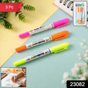 Dual Tip Double Color Highlighter Marker Pens (3 Pc Set)