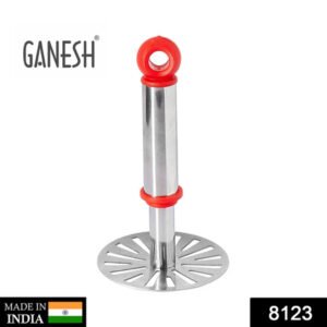 8123 Ganesh Potatopav Bhaji Masher With Plastic Handle Silver Plastic - Oval Pav Masher Potato 1-piece Smasher Handle Multicolor