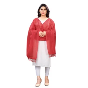 Women's Cotton Silk Strips Printed Dupatta (Maroon, Length:2-2.4 mtr)