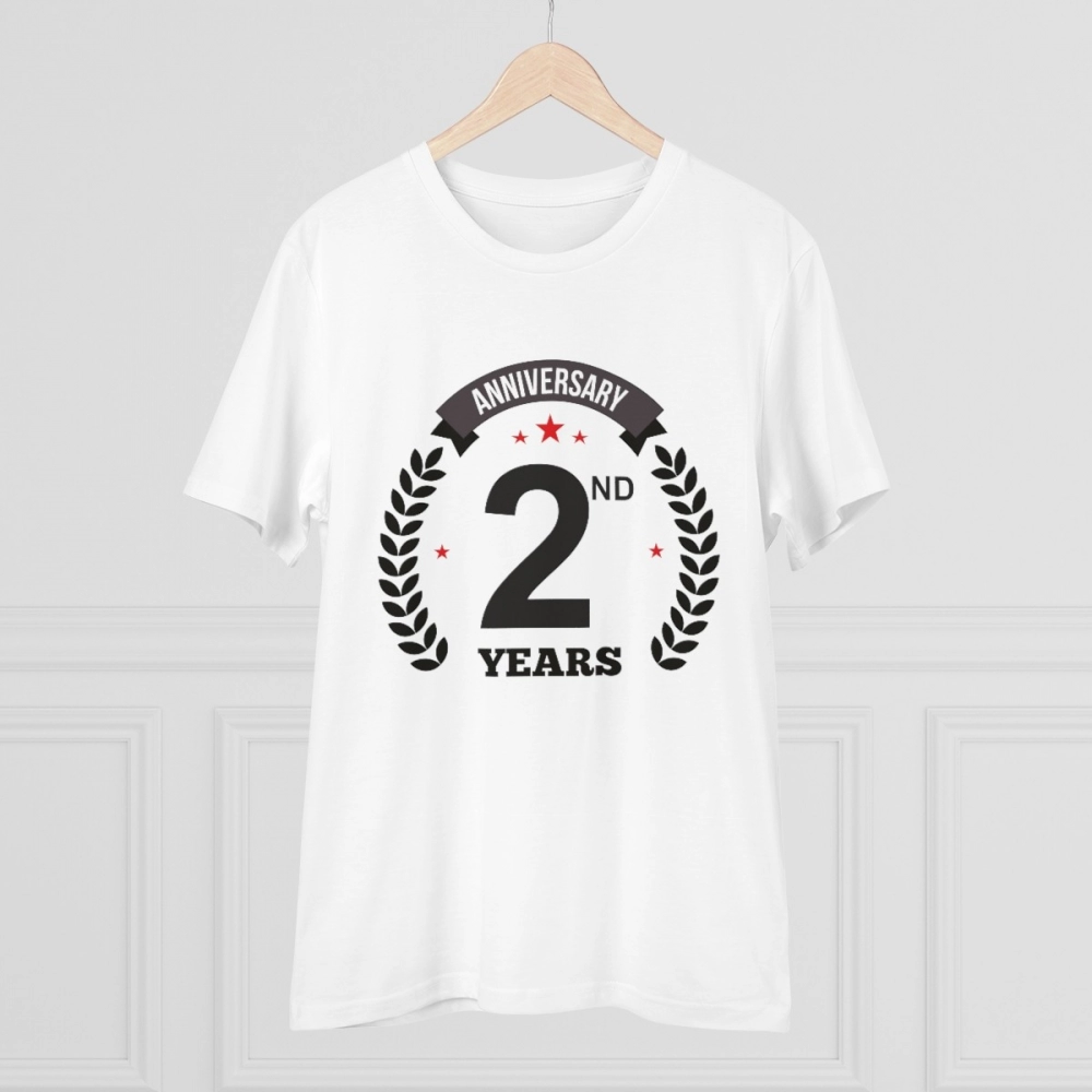 Men's PC Cotton 2nd Anniversary Printed T Shirt (Color: White, Thread Count: 180GSM) - Image 5