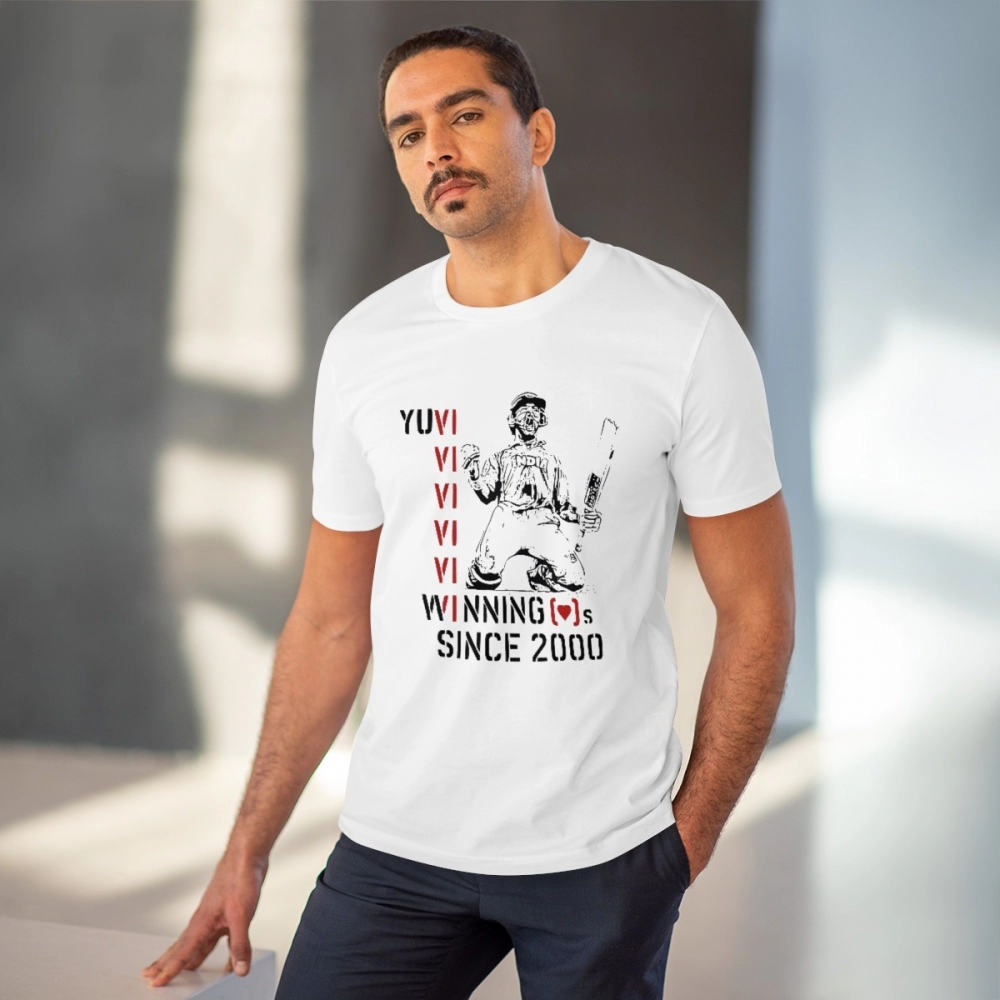 Men's PC Cotton Cricket Design Printed T Shirt (Color: White, Thread Count: 180GSM) - Image 2