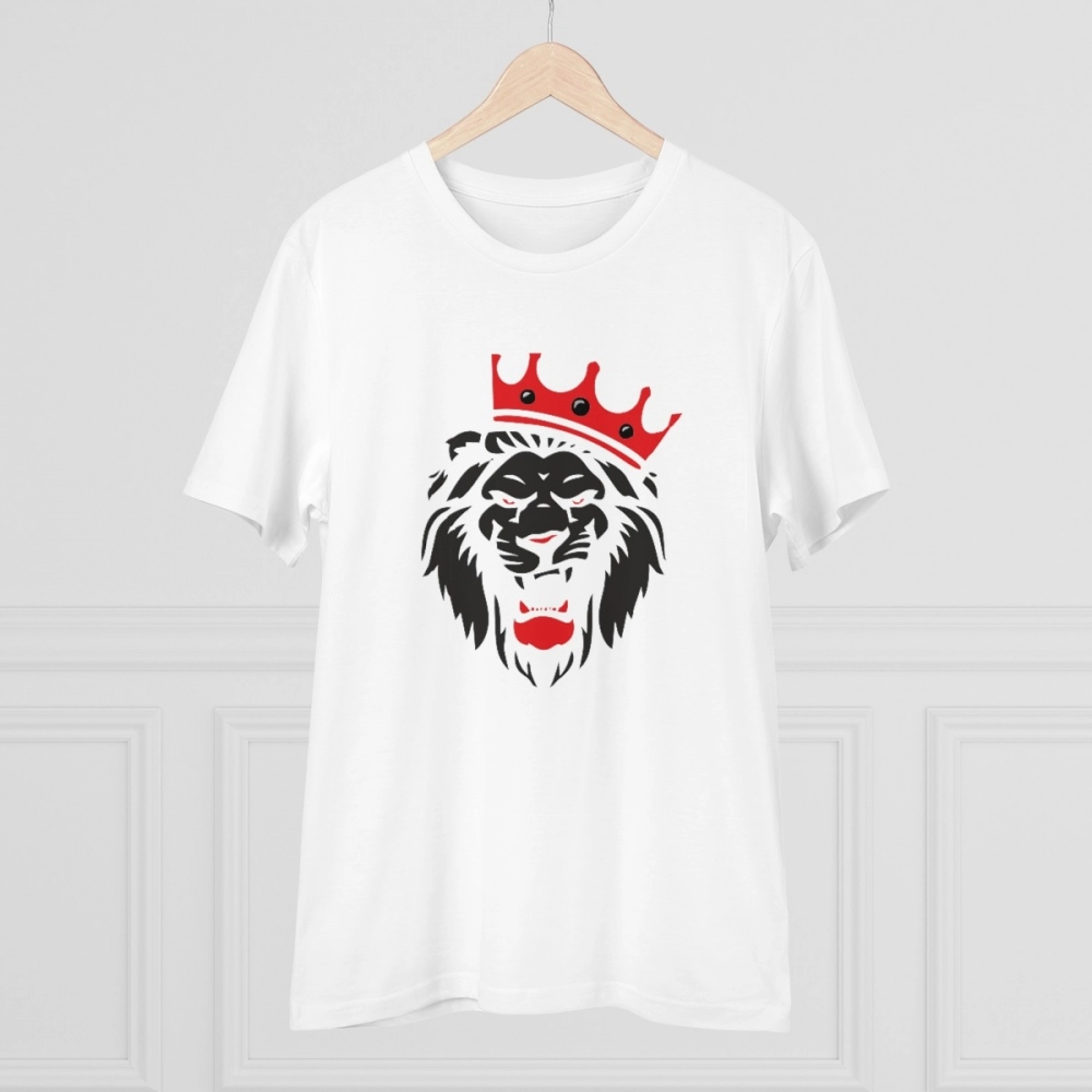 Men's PC Cotton Lion Logo Printed T Shirt (Color: White, Thread Count: 180GSM) - Image 5