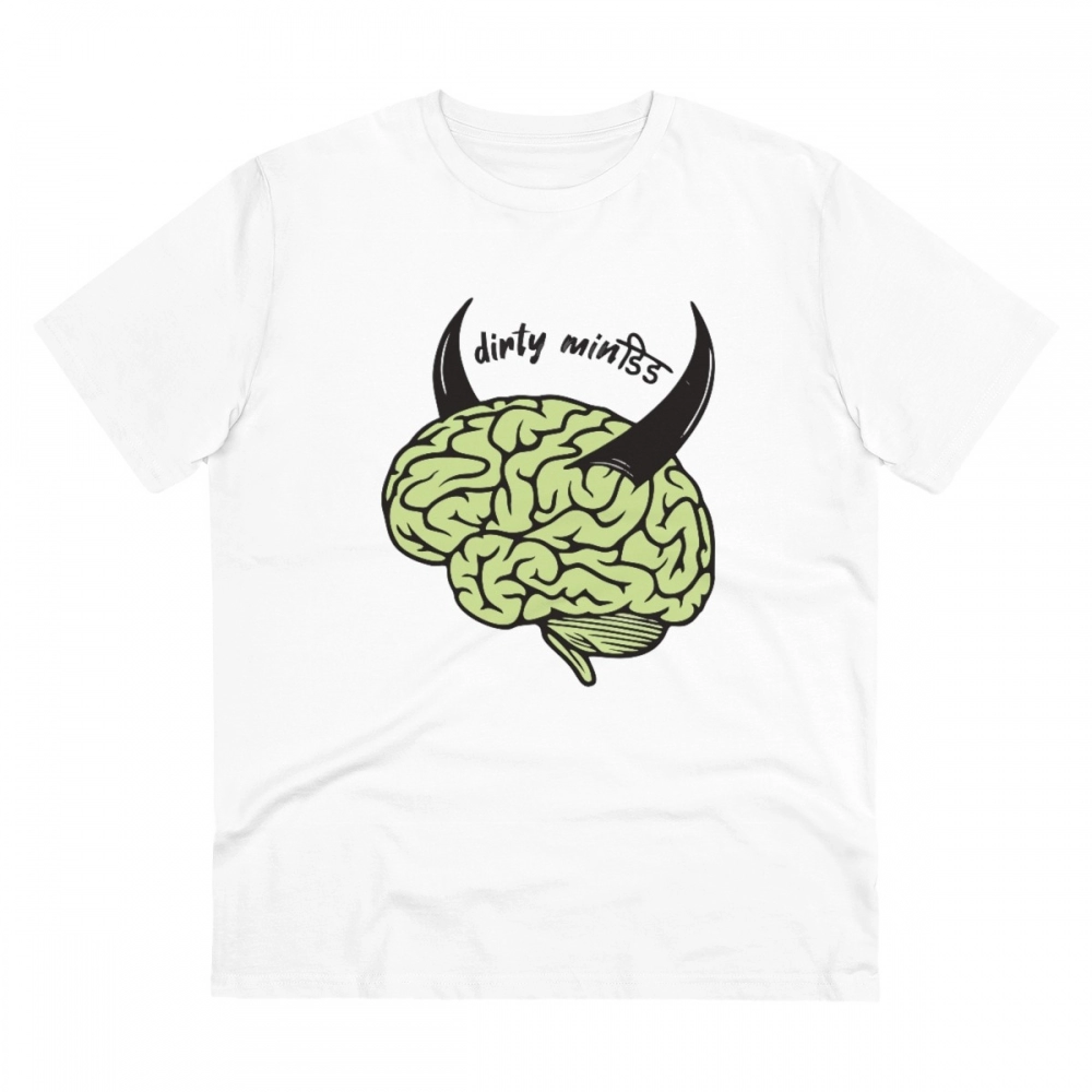 Men's PC Cotton Dirty Minddid Printed T Shirt (Color: White, Thread Count: 180GSM)