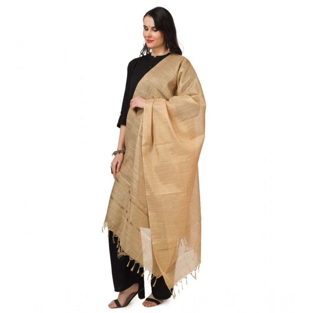 Women's Chanderi Solid Dupatta (Gold, Length: 2.25 to 2.50 Mtr) - Image 2