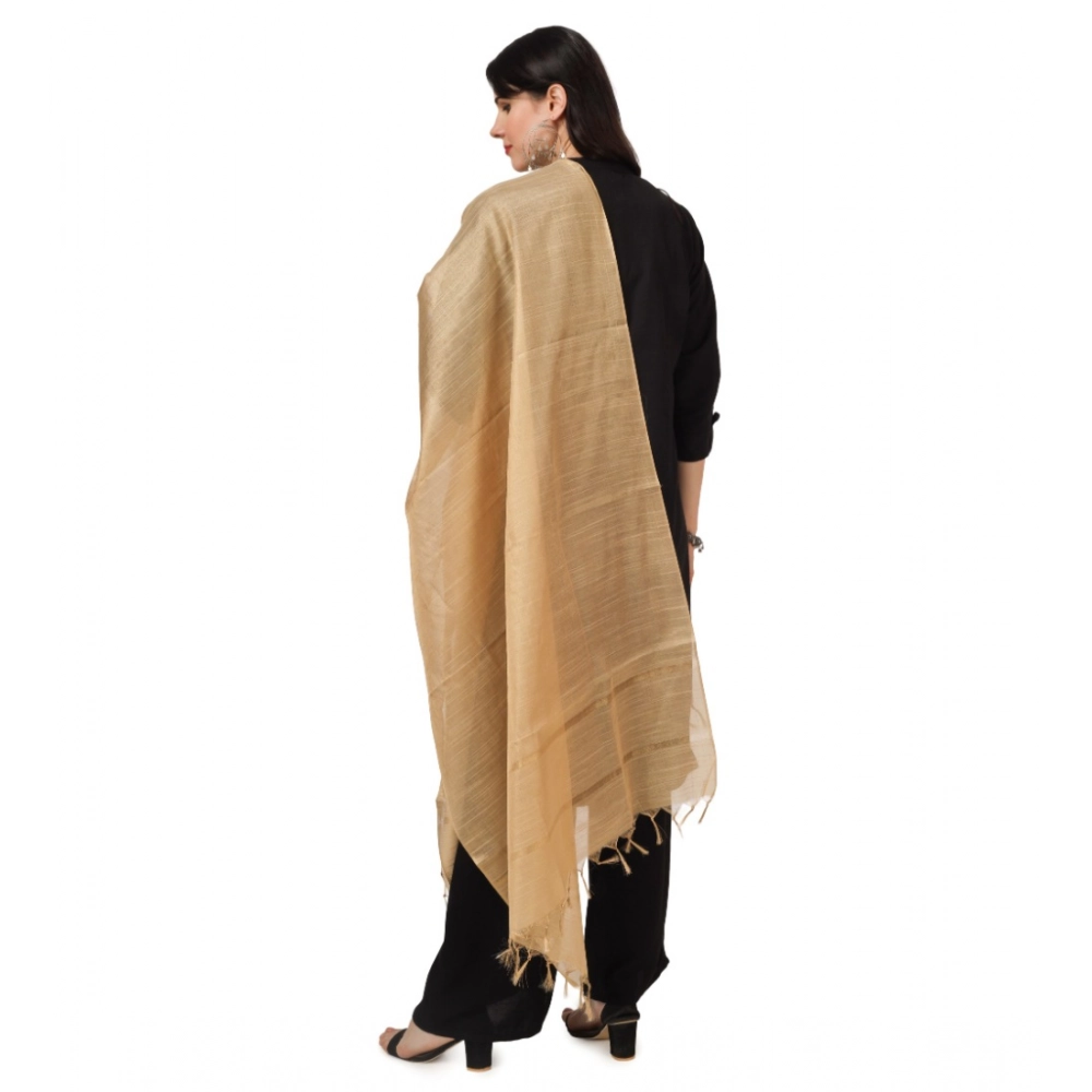 Women's Chanderi Solid Dupatta (Gold, Length: 2.25 to 2.50 Mtr) - Image 4