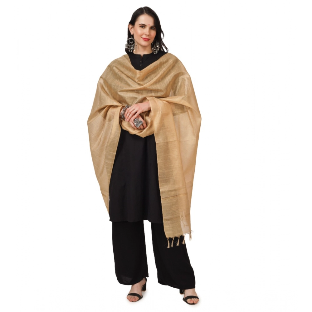 Women's Chanderi Solid Dupatta (Gold, Length: 2.25 to 2.50 Mtr) - Image 5