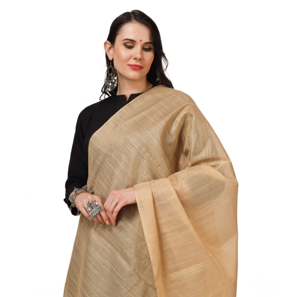 Women's Chanderi Solid Dupatta (Gold, Length: 2.25 to 2.50 Mtr) - Image 3