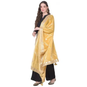Women's Velvet Gotta Patti Dupatta (Gold, Length: 2.25 to 2.50 Mtr)