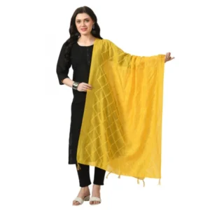 Women's Chanderi Self Design Dupatta (Yellow, Length: Free Size)