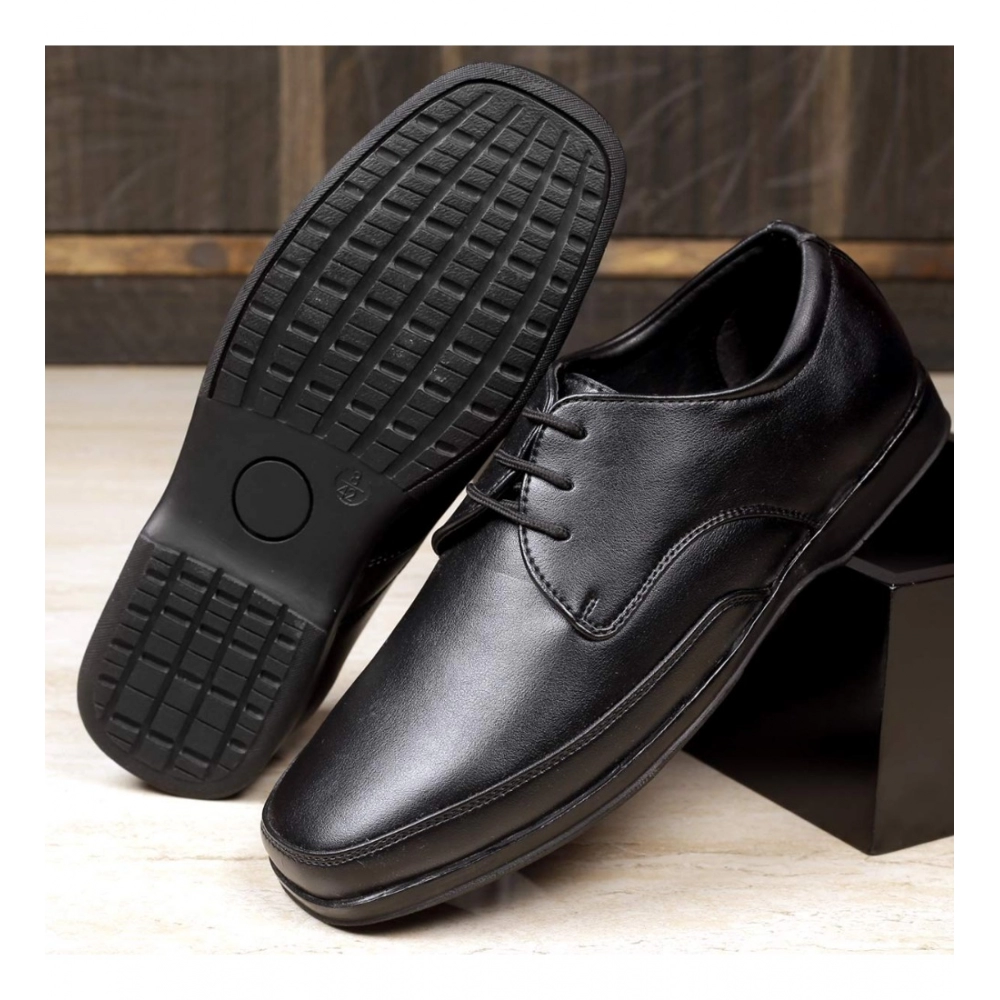 Men's Faux Leather Formal Shoes (Black) - Image 2