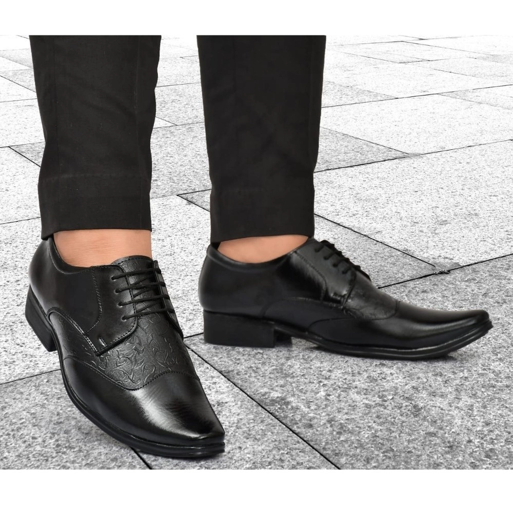 Men's Faux Leather Formal Shoes (Black) - Image 4