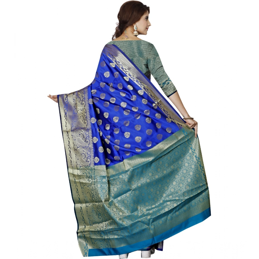 Women's Jacquard Woven Saree With Unstitched Blouse 5.5Mtr (Multicolor) - Image 2