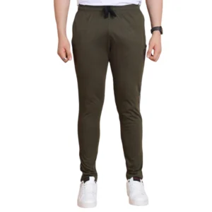 Men's Casual Cotton Striped Full Length Track Pant (olive)