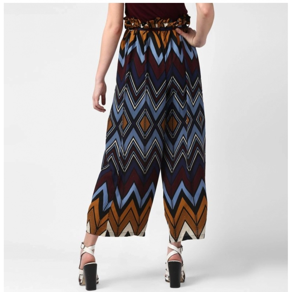 Women's Polyester Chevron Elasticated Trousers (Multicolor) - Image 2